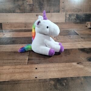 Fab NY Plush White Unicorn Bank with Rainbow Mane